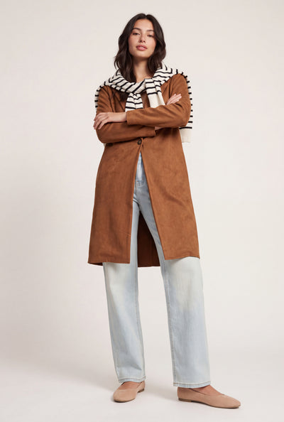 Faux Suede Long Coat