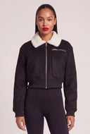 Faux Suede Bomber Jacket