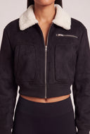 Faux Suede Bomber Jacket