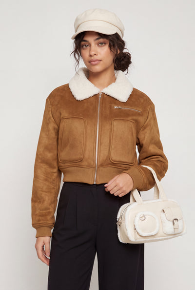Faux Suede Bomber Jacket