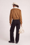 Faux Suede Bomber Jacket