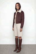 Nancy Faux Suede Sherpa Lined Bomber Jacket