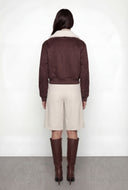Nancy Faux Suede Sherpa Lined Bomber Jacket