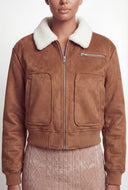 Nancy Faux Suede Sherpa Lined Bomber Jacket