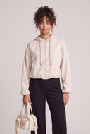 Faux Suede Hooded Bubble Jacket