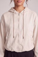 Faux Suede Hooded Bubble Jacket