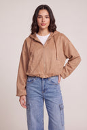 Faux Suede Hooded Bubble Jacket
