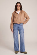 Faux Suede Hooded Bubble Jacket