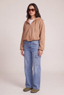 Faux Suede Hooded Bubble Jacket