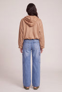 Faux Suede Hooded Bubble Jacket
