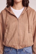 Faux Suede Hooded Bubble Jacket