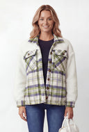 Kaeli Plaid Color Block Sherpa Shacket