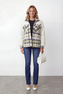 Kaeli Plaid Color Block Sherpa Shacket