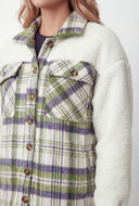 Kaeli Plaid Color Block Sherpa Shacket