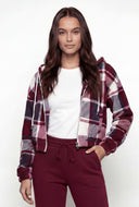 Laney Plaid Sherpa Lined Hooded Fleece Jacket