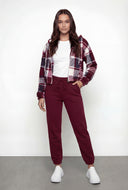 Laney Plaid Sherpa Lined Hooded Fleece Jacket