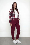 Laney Plaid Sherpa Lined Hooded Fleece Jacket