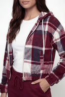 Laney Plaid Sherpa Lined Hooded Fleece Jacket