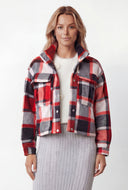 Thalia Plaid Sherpa Lined Cropped Shacket