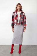 Thalia Plaid Sherpa Lined Cropped Shacket