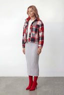 Thalia Plaid Sherpa Lined Cropped Shacket