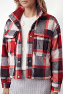 Thalia Plaid Sherpa Lined Cropped Shacket
