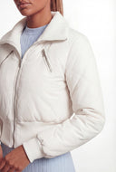 Zip Front Collar Crop Bomber Jacket