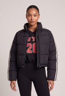Side Stripe Crop Puffer Jacket