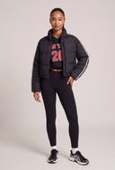 Side Stripe Crop Puffer Jacket