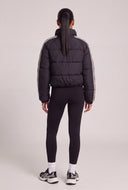 Side Stripe Crop Puffer Jacket
