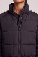 Side Stripe Crop Puffer Jacket
