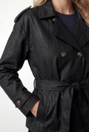 Faux Leather Crop Trench Coat
