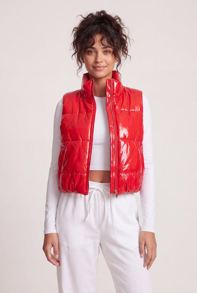 Vegan Leather Puffer Vest
