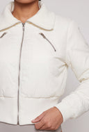 Vegan Leather Crop Bomber Jacket