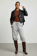 Zaria Faux Leather Cropped Moto Jacket