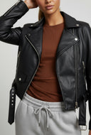 Zaria Faux Leather Cropped Moto Jacket