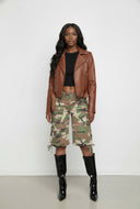 Zaria Faux Leather Cropped Moto Jacket