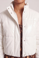 Vegan Leather Crop Puffer Jacket