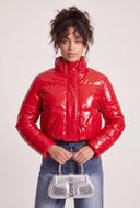 Vegan Leather Crop Puffer Jacket