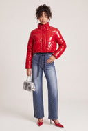 Vegan Leather Crop Puffer Jacket