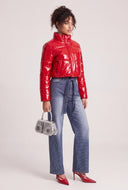 Vegan Leather Crop Puffer Jacket