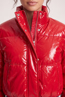 Vegan Leather Crop Puffer Jacket