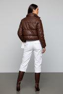 Reign Cropped Faux Leather Puffer Jacket