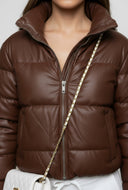 Reign Cropped Faux Leather Puffer Jacket