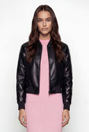 Faux Leather Moto Bomber Jacket