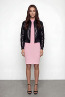 Faux Leather Moto Bomber Jacket