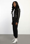 Faux Leather Zip Bomber Jacket