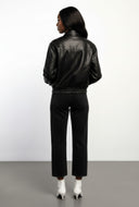 Faux Leather Zip Bomber Jacket