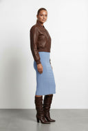 Leather Ribbed Trim Bomber Jacket