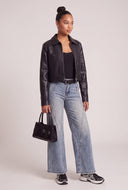 Vegan Leather Zip Bomber Jacket